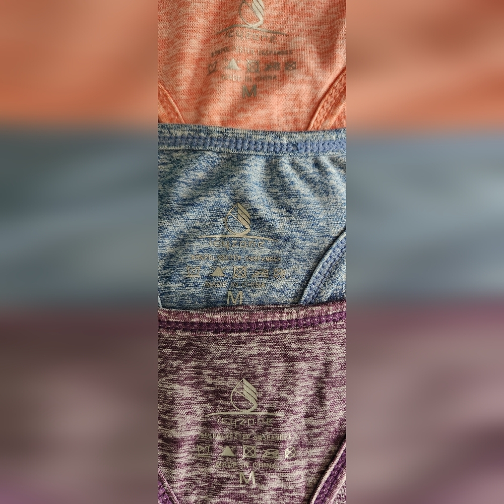 Three Icyzone Heather (Orange)(Blue)(Purple) Athletic Tank Tops Women's Size Med - Picture 3 of 4